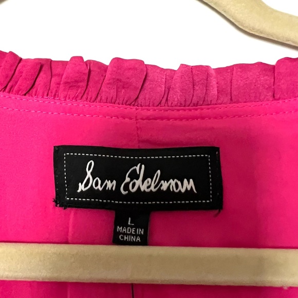 NWT - Sam Edelman Fuchsia “Pretty Pink” Short Puff Sleeve Drop Waist Dress - Picture 4 of 8